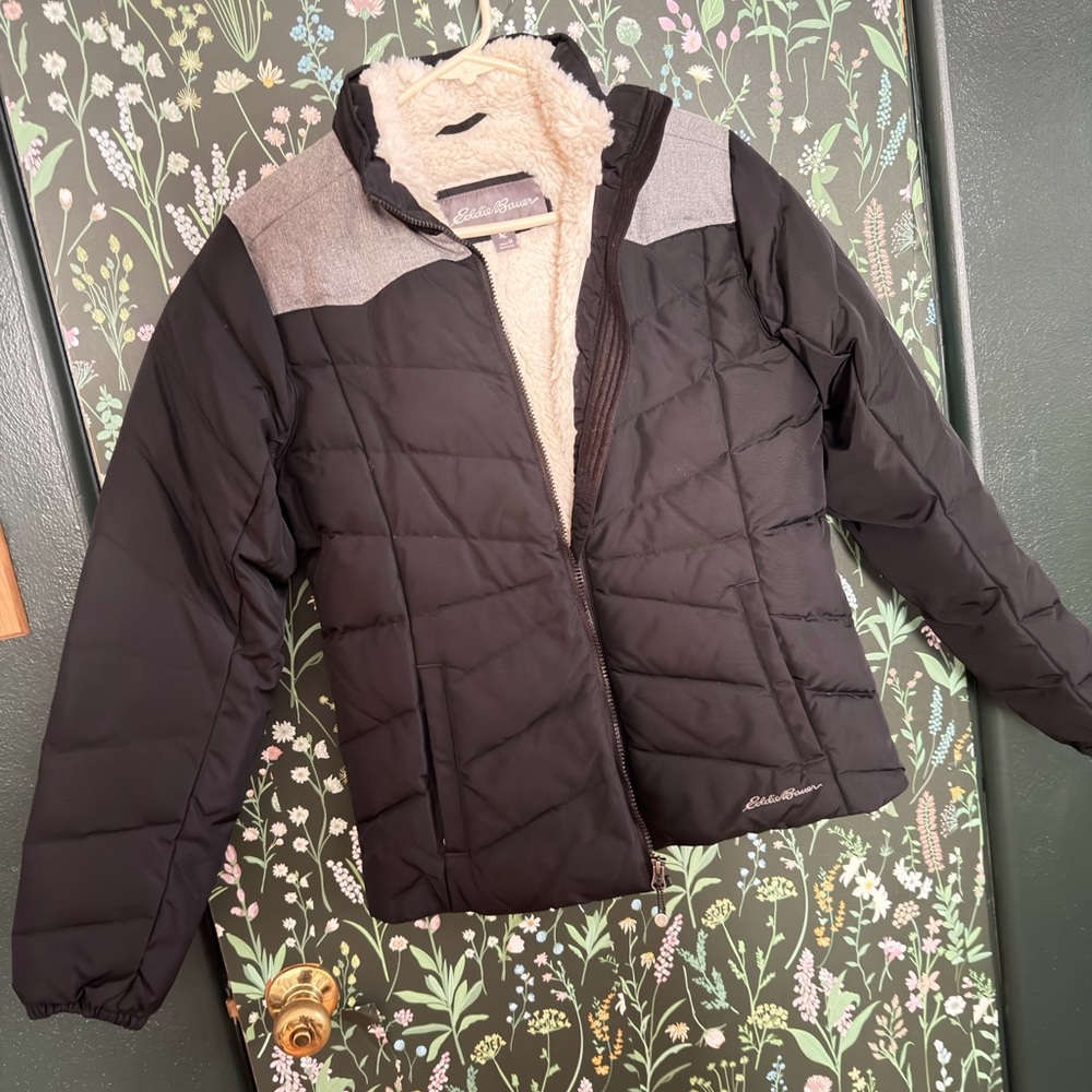 Eddie Bauer Black Jacket with Cream Lining